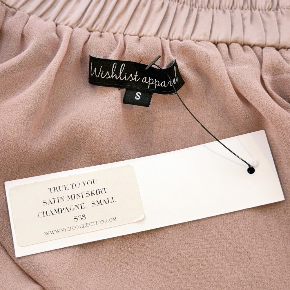 NWT VICI "True To You" Satin Mini Skirt (Champagne | Size S) - Picture 4 of 5